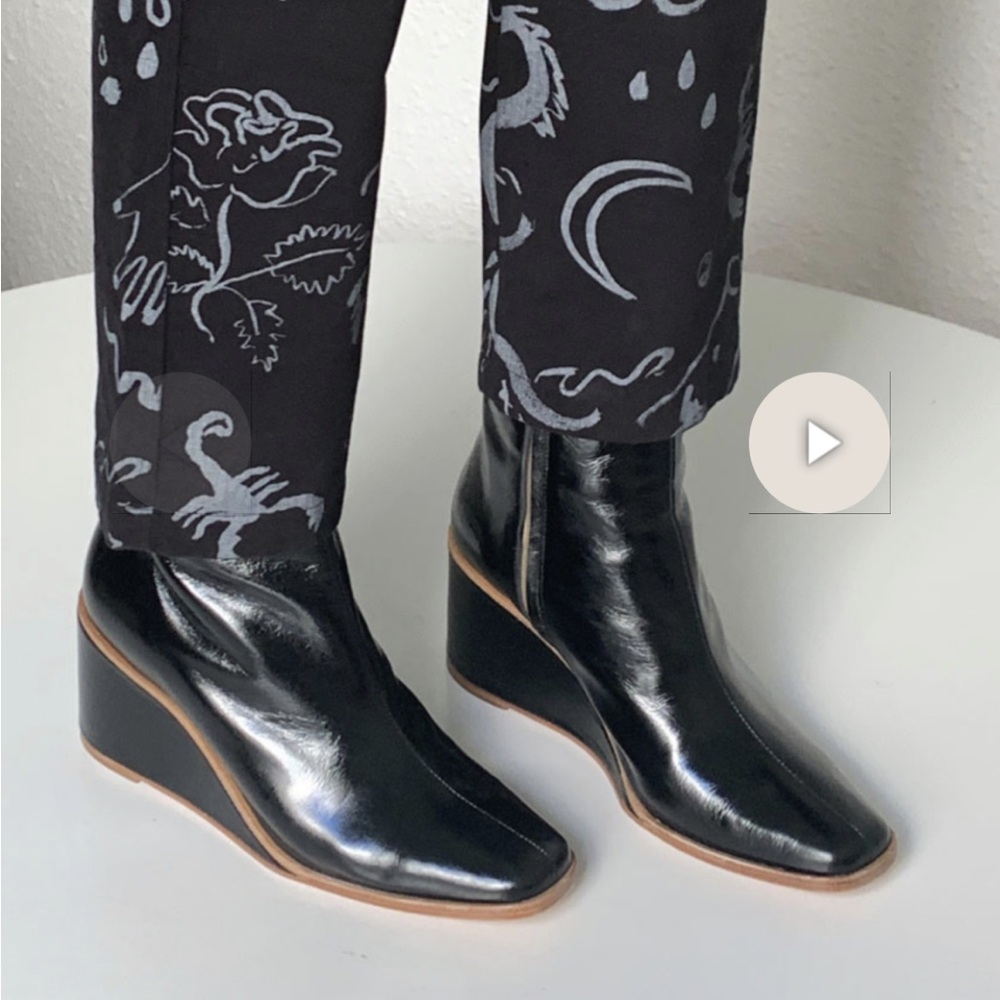 Paloma Wool Callisto Black Patent Leather Wedge Boots